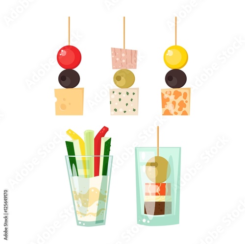 Canape snacks vector illustration.