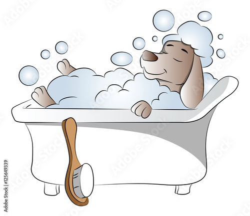 Vector of dog in bathtub.