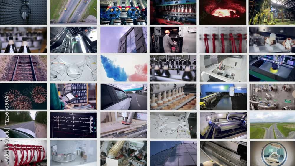 Multichannel display of industrial, medical, transportation footages 4K