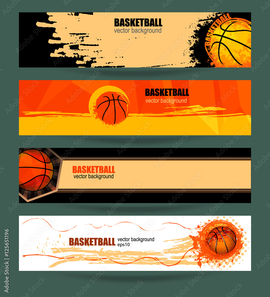 Obraz premium Set basketball banner. Web template. Grunge background polygon. EPS file is layered.