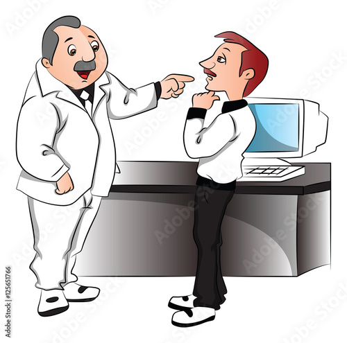 Vector of boss blaming his employee.