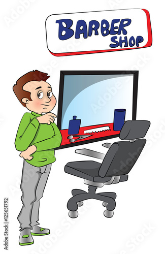 Vector of barber at shop.
