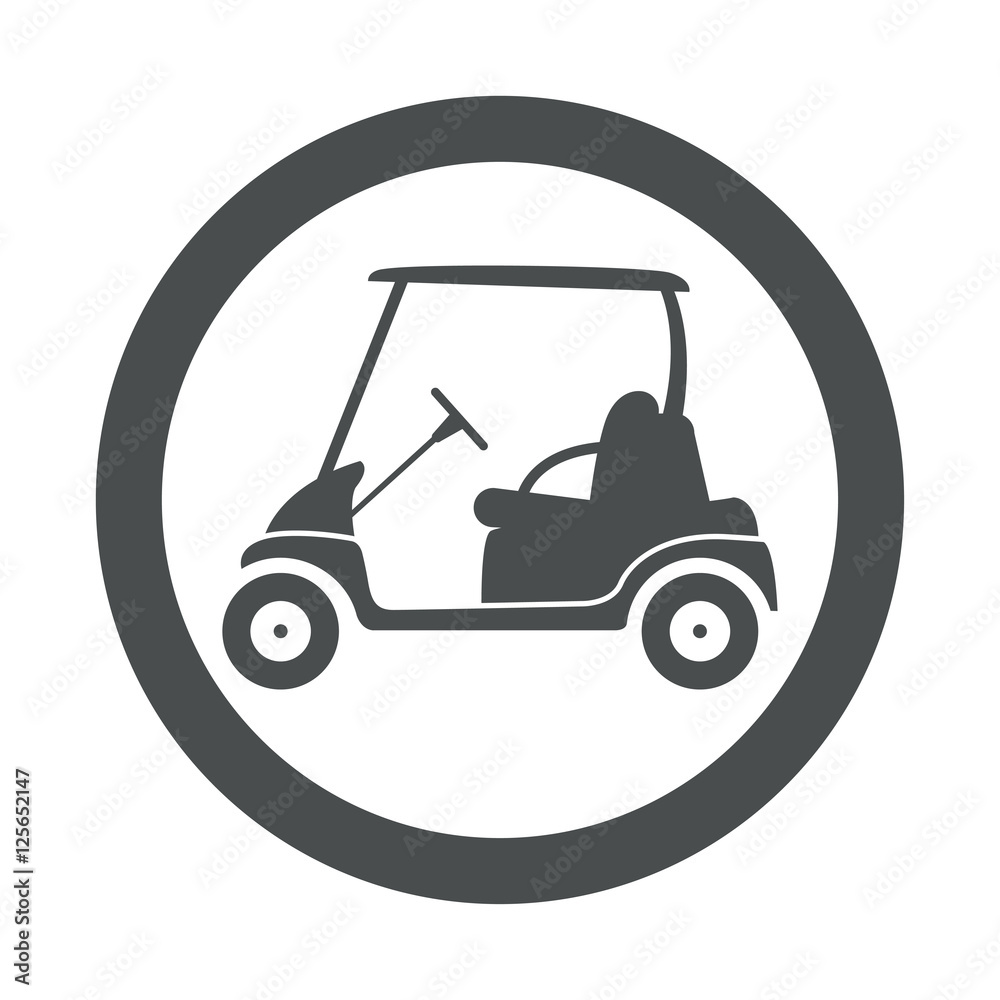 Icono plano carro golf en circulo color gris