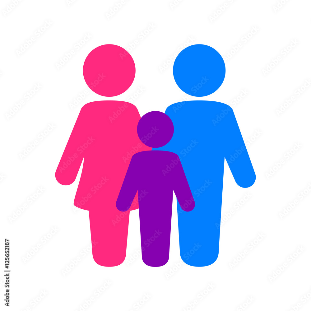 Icono plano familia color en fondo blanco