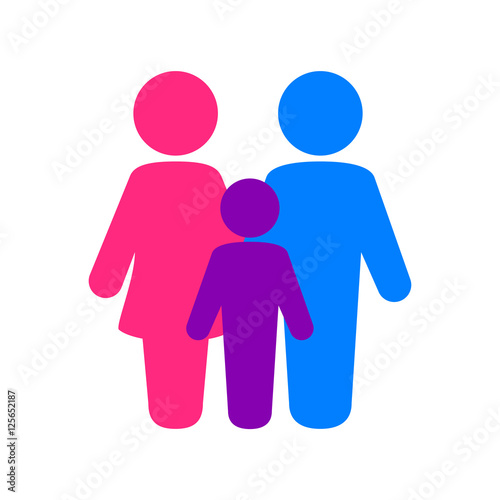 Icono plano familia color en fondo blanco
