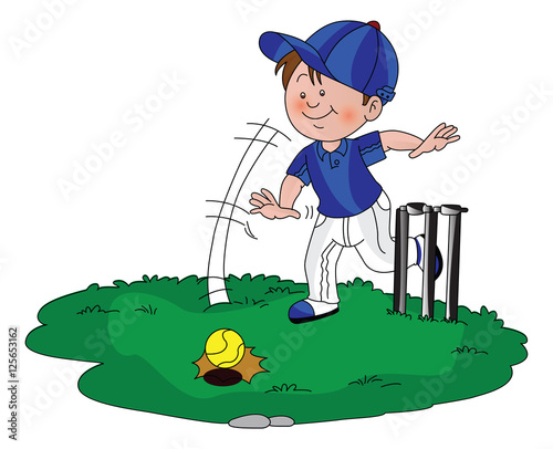 Vector of boy playing cricket.