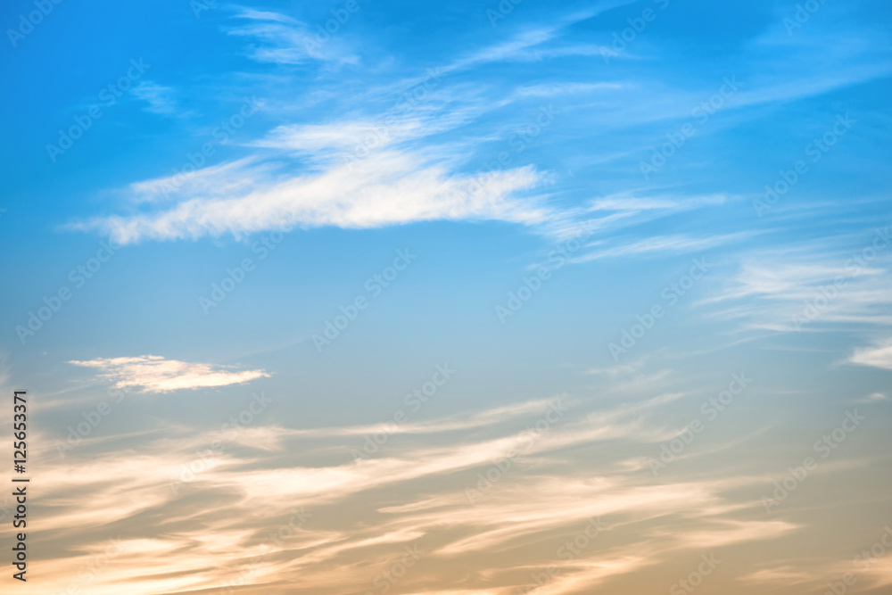 Fototapeta premium Beautiful sunset blue and orange sky