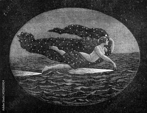 Canvas Print It is believed see a Naiad drag on the airwaves and bring forth