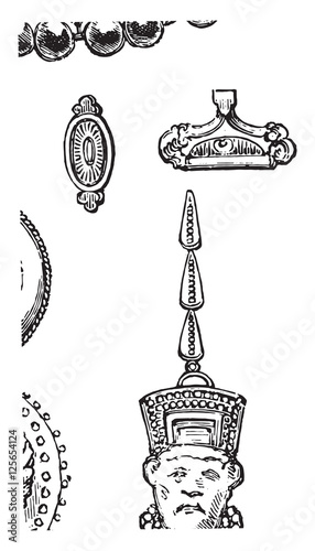 Ancient Assyrian jewels, found in Nineveh in Iraq,  preserved at