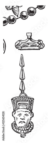 Ancient Assyrian jewel and earring, found in Nineveh in Iraq,  p
