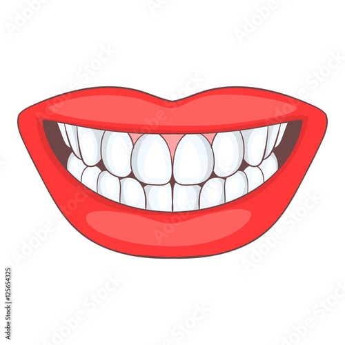 Smile with white tooth icon. Cartoon illustration of smile vector icon for web design