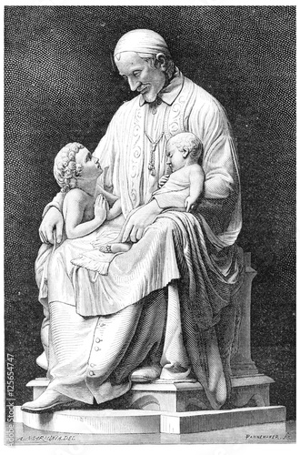 Saint Vincent de Paul, vintage engraving.