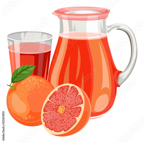 Vector illustration of fresh grapefruit juice.