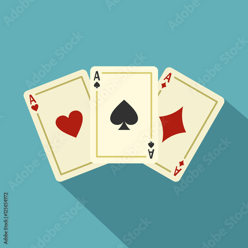 Aces playing cards icon. Flat illustration of aces playing cards vector icon for web isolated on baby blue background