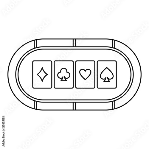 Poker table with playing cards icon. Outline illustration of poker table vector icon for web