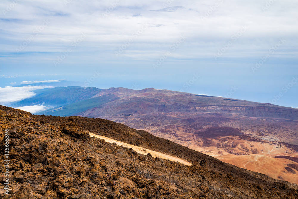 Landscape view from the top of volcano Teide