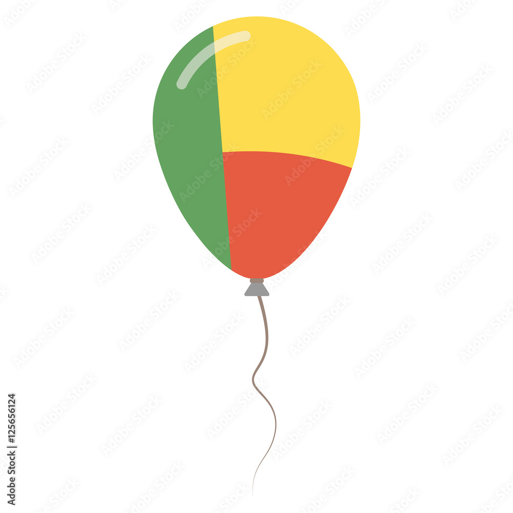 Obraz premium Republic of Benin national colors isolated balloon on white background. Independence day patriotic poster. Flat style National day vector illustration.