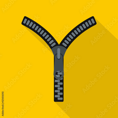 Zipper with lock icon. Flat illustration of zipper with lock vector icon for web