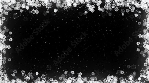 Wallpaper Mural Abstract Christmas black background. Winter card frame with snowflakes. Computer generated seamless loop. Torontodigital.ca