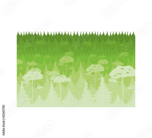 colorful lanscape with natural forest vector illustration