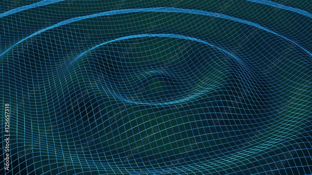 Blue wireframe ripple.