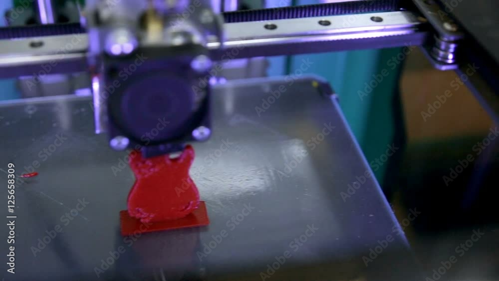 3D Printer. Printing with Plastic Wire Filament on 3D printer. HD. 3D Printer. Printing with Plastic Wire Filament on 3D printer. HD.