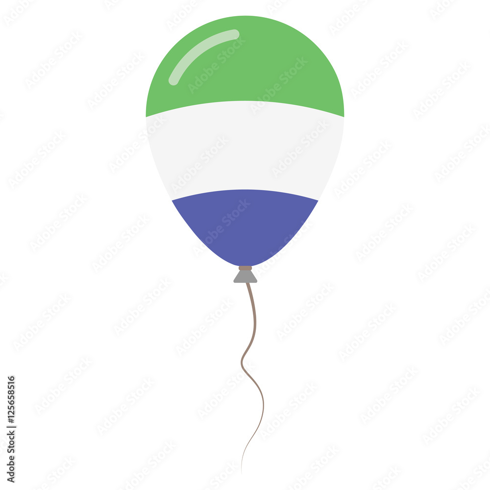 Obraz premium Republic of Sierra Leone national colors isolated balloon on white background. Independence day patriotic poster. Flat style National day vector illustration.