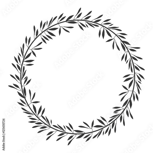 gray scale decorative crown of branch olive