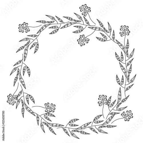 gray scale decorative crown olive branch with fruits