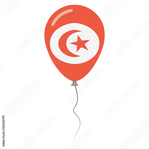 Republic of Tunisia national colors isolated balloon on white background. Independence day patriotic poster. Flat style National day vector illustration.