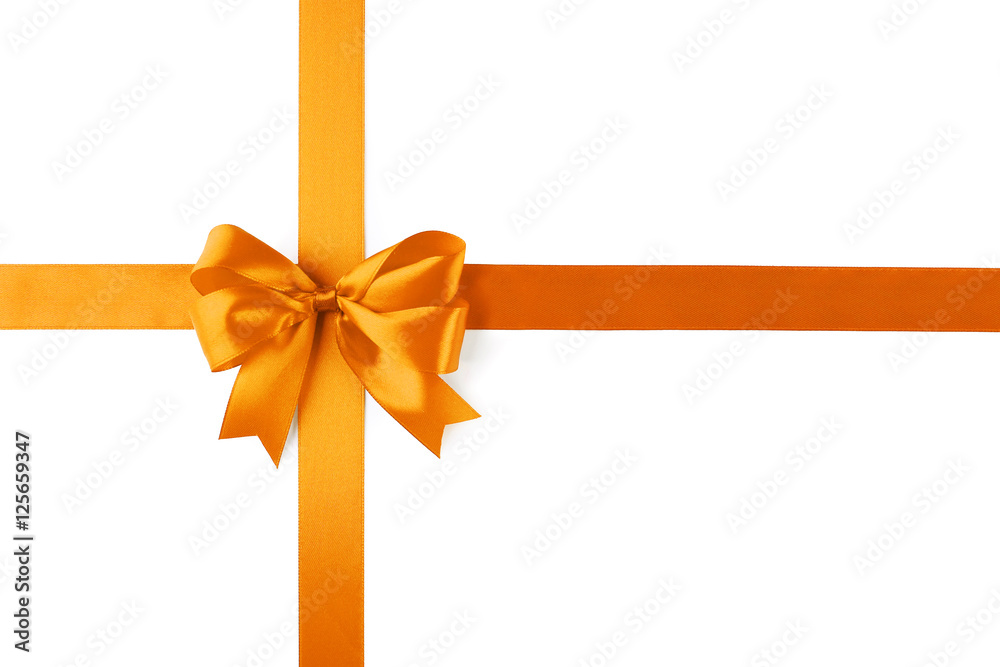 Festive ribbon bow on white background Festive ribbon bow on white background