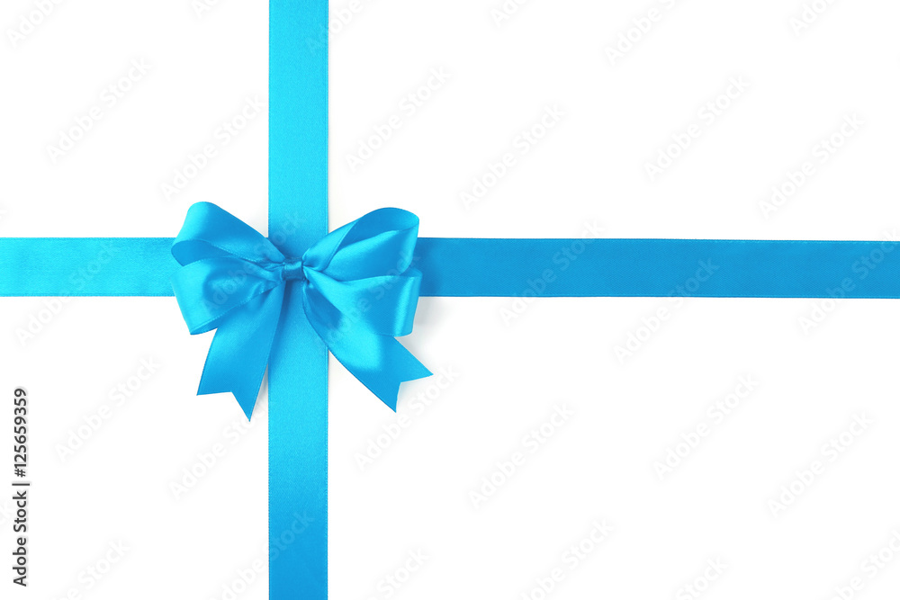 Festive ribbon bow on white background Festive ribbon bow on white background