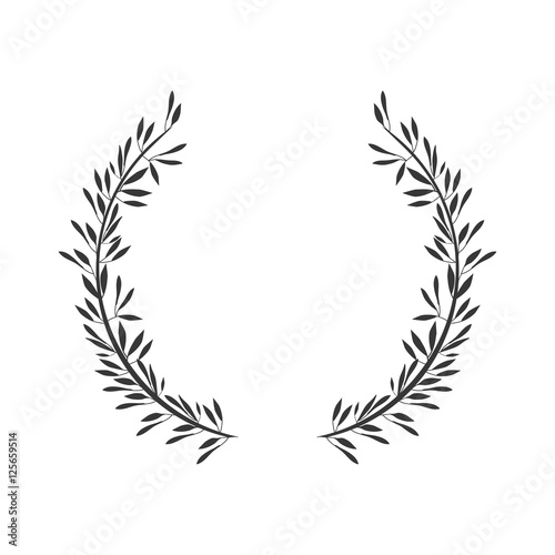 gray scale crown formed with two olive branch vector illustration