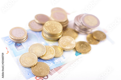 Geld, Euromünzen und Scheine