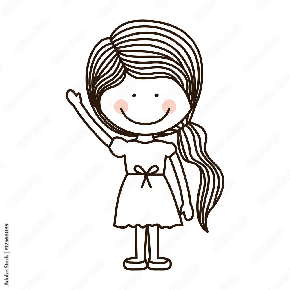 silhouette girl with raised hand vector illustration silhouette girl with raised hand vector illustration