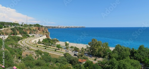 Konyaalti Beach and the Cliffs of Antalya in Turkey