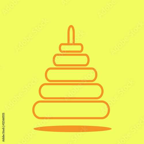Baby toys pyramid cute icon in trendy flat style isolated on color background. Baby symbol for your design, logo, UI. Vector illustration, EPS10. Line style. 