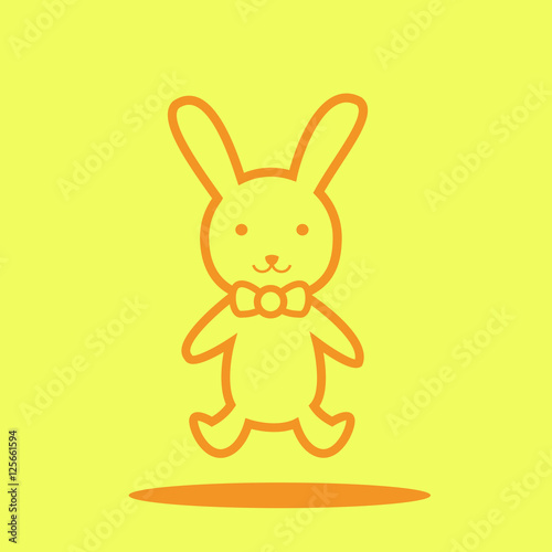 Bunny doll cute icon in trendy flat style isolated on color background. Baby symbol for your design, logo, UI. Vector illustration, EPS10. Line style. 
