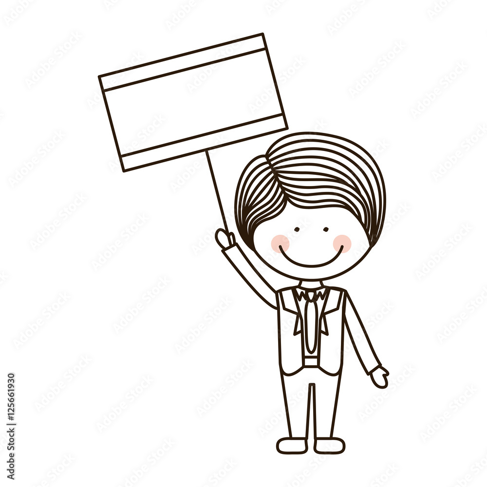 silhouette boy holding poster with formal suit vector illustration silhouette boy holding poster with formal suit vector illustration