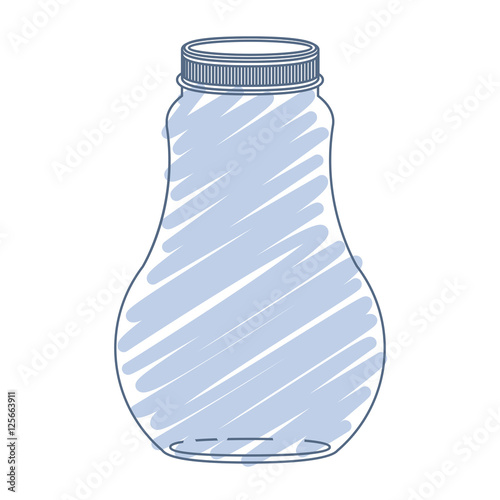 silhouette wide glass bottle with blue stripes vector illustration