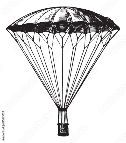 Parachute, vintage engraving.