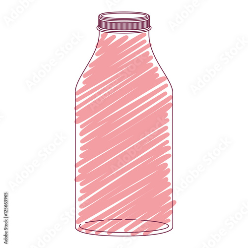 silhouette glass bottle with red stripes vector illustration