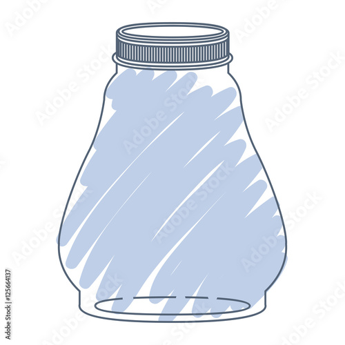 silhouette glass container with blue stripes vector illustration