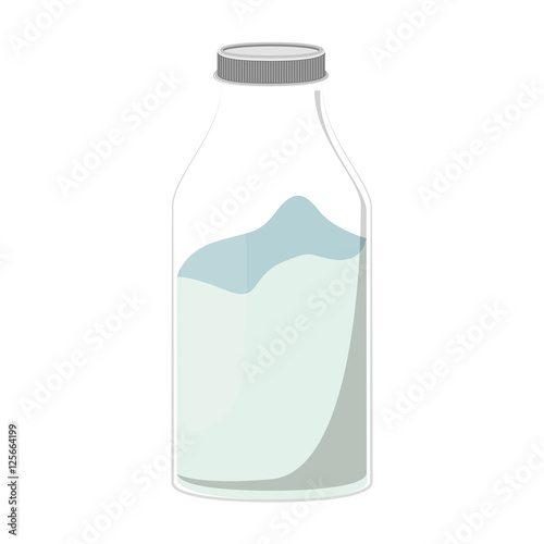 silhouette glass bottle with milk liquid vector illustration