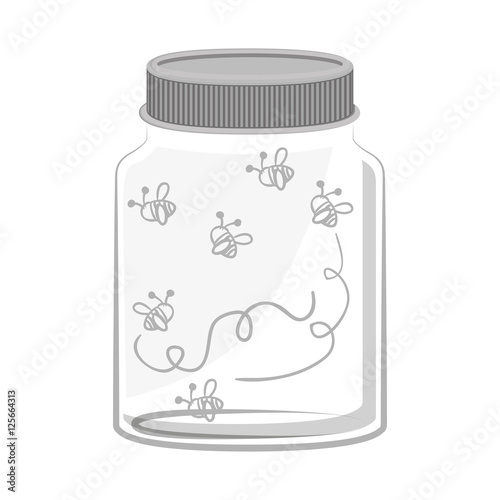 silhouette glass container with insects fly vector illustration