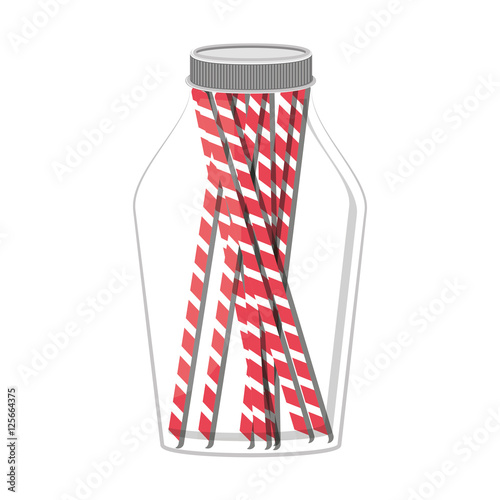 glass jar with jar with multiple straw vector illustration
