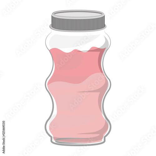 irregular glass container with pink liquid vector illustration