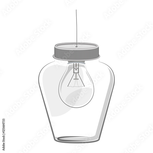glass jar with light bulb inside vector illustration