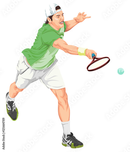 Vector of tennis player hitting the ball.