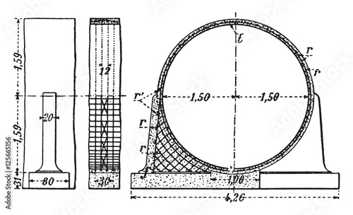 Aqueduct Acheres, vintage engraving.